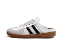 Women's Fashionable Contrast Mesh Design Lace Up Walking Shoes,Breathable and Comfortable Sports All-Around Round Toe Shoes (Black and White,40)