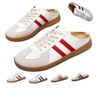 Women's Fashionable Contrast Mesh Design Lace Up Walking Shoes Sneakers Slip on Backless Casual Slides Breathable Comfortable Sports for Daily Wear (Red 1,38)