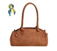 Women's Faux Suede Shoulder Bag - 2025 Trendy Brown Tote Purse, Fall Fashion Designer Purse (Dark Brown)