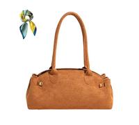 Women's Faux Suede Shoulder Bag - 2025 Trendy Brown Tote Purse, Fall Fashion Designer Purse (Light Brown)