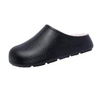 Women's Fleece Lined Warm Slip Cotton Slippers Stylish Casual Home Slippers With Leather Toe Caps. Pantoufles Pour Femmes En Plein Air Imperméables (44)