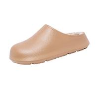 Women's Fleece Lined Warm Slip Cotton Slippers Stylish Casual Home Slippers With Leather Toe Caps. Pantoufles Pour Femmes En Plein Air Imperméables (Coffee, 40)