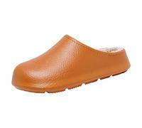 Women's Fleece Lined Warm Slip Cotton Slippers Stylish Casual Home Slippers With Leather Toe Caps. Pantoufles Pour Femmes En Plein Air Imperméables (Brown, 44)