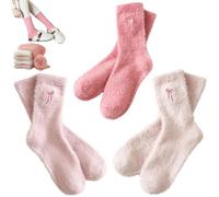Womens Fluffy Socks with Bows Design, Soft Cosy Cute Home Sleeping Sock