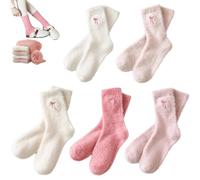 Womens Fluffy Socks with Bows Design, Soft Cosy Cute Home Sleeping Sock