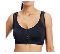 Women's Full Coverage Front Closure Back Support Wire Bra, White, XL(Black,L)