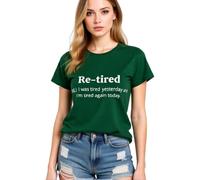 Women's Funny Re-Tired Graphic T-Shirt Soft Cotton Short Sleeve Crew Neck Tee Top for Retirement Party Gift Casual Daily Wear Summer Vacation Outfit