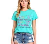 Women's Funny Ya'll Gonna Make Me Lose My Mind Graphic Tee Light Blue Cotton Crew Neck Short Sleeve Casual Summer Top for Girls Ladies Trendy Y2K Style Shirt