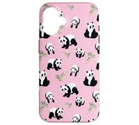Womens Girls Cute Bamboo & Pink Polka Dot Baby Panda Lover Coque pour iPhone 16