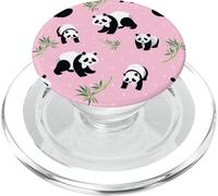 Womens Girls Cute Bamboo & Pink Polka Dot Baby Panda Lover PopSockets PopGrip pour MagSafe