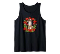 Womens Girls Flowers Floral Blue Merle Australian Shepherd Débardeur