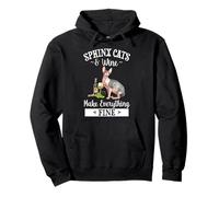 Womens Girls Funny Wine Fine Sphinx Cat Lover Sweat à Capuche