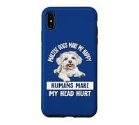 Womens Girls Humans Make My Head Hurt Happy Maltese Lover Coque pour iPhone XS Max