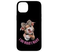 Womens Girls I Do What I Want Leopard Print Bow Pitbull Dog Coque pour iPhone 14 Plus