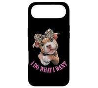 Womens Girls I Do What I Want Leopard Print Bow Pitbull Dog Coque pour iPhone Air