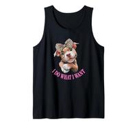 Womens Girls I Do What I Want Leopard Print Bow Pitbull Dog Débardeur