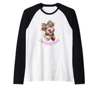 Womens Girls I Do What I Want Leopard Print Bow Pitbull Dog Manche Raglan