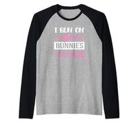Womens Girls I Run on Bunnies & Caffeine Bunny Lover Manche Raglan