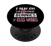 Womens Girls I Run on Bunnies & Caffeine Bunny Lover PopSockets PopGrip Adhésif