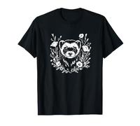 Womens Girls Kid Aesthetic Wildflower Botanical Ferret Lover T-Shirt