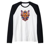 Womens Girls Kids Colorful Mandala Fennec Fox Lover Manche Raglan