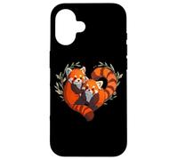 Womens Girls Kids Cute Chibi Heart Love Two Red Panda Lover Coque pour iPhone 16