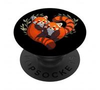 Womens Girls Kids Cute Chibi Heart Love Two Red Panda Lover PopSockets PopGrip Adhésif