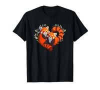 Womens Girls Kids Cute Chibi Heart Love Two Red Panda Lover T-Shirt