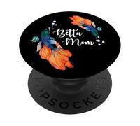 Womens Girls Kids Cute Pet Betta Fish Lover Betta Mom PopSockets PopGrip Adhésif