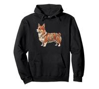 Womens Girls Kids Folk Art Illustration Corgi Dog Lover Sweat à Capuche