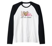 Womens Girls Kids Peace Love Meme Blobfish Lover Manche Raglan