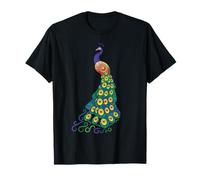 Womens Girls Mens Kids Peacock Art with Blue Feathers T-Shirt