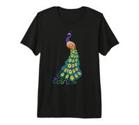 Womens Girls Mens Kids Peacock Art with Blue Feathers T-Shirt Haut de Gamme