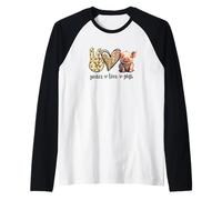 Womens Girls Mom Peace Love Cute Show Pig Lover Manche Raglan