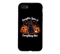 Womens Girls Moms Fall PSL Pumpkin Spice Black Cat Lover Coque pour iPhone SE (2020) / 7/8