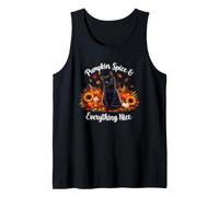 Womens Girls Moms Fall PSL Pumpkin Spice Black Cat Lover Débardeur