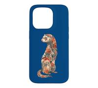Womens Girls Multicolored Floral Folk Art Ferret Lover Coque pour iPhone 15 Pro