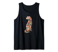 Womens Girls Multicolored Floral Folk Art Ferret Lover Débardeur
