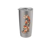 Womens Girls Multicolored Floral Folk Art Ferret Lover Gobelet isotherme en acier inoxydable double paroi