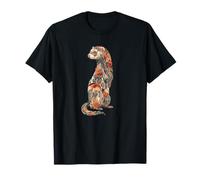 Womens Girls Multicolored Floral Folk Art Ferret Lover T-Shirt