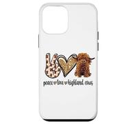 Womens Girls Peace Love Heifer Scottish Highland Cow Lover Coque pour iPhone 12 Mini