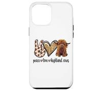 Womens Girls Peace Love Heifer Scottish Highland Cow Lover Coque pour iPhone 12 Pro Max