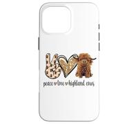 Womens Girls Peace Love Heifer Scottish Highland Cow Lover Coque pour iPhone 16 Pro Max