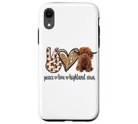 Womens Girls Peace Love Heifer Scottish Highland Cow Lover Coque pour iPhone XR