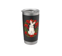 Womens Girls Red Poppy Flower Floral Bunny Rabbit Lover Gobelet isotherme en acier inoxydable double paroi