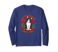 Womens Girls Red Poppy Flower Floral Bunny Rabbit Lover Manche Longue