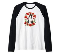 Womens Girls Red Poppy Flower Floral Bunny Rabbit Lover Manche Raglan
