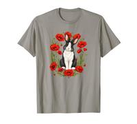 Womens Girls Red Poppy Flower Floral Bunny Rabbit Lover T-Shirt