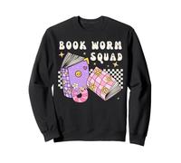 Womens Girls Retro Book Worm Squad Love Reading Books Sweatshirt