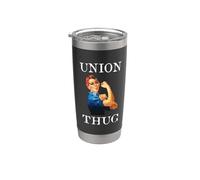 Womens Girls Rosie The Riveter Pro Union Thug Gobelet isotherme en acier inoxydable double paroi